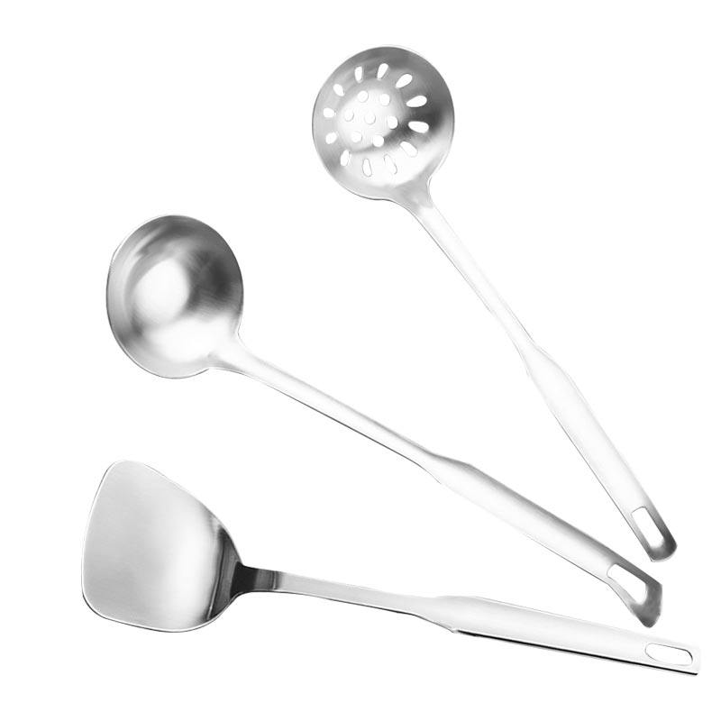 After the flower matching stainless steel three-piece set spatula steel spoon colander shaking sound