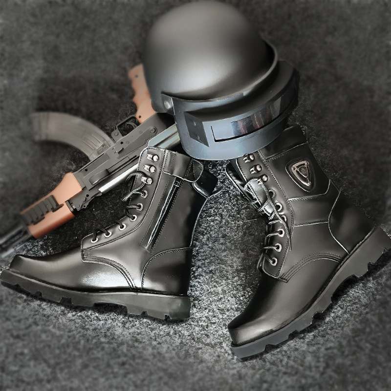 Army hook shoes combat training special forces men's winter wool leather steel toe steel bottom security high-top explosion-proof marine boots
