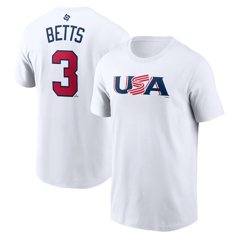 Wbc World Baseball Classic Usa Team Player Pure Cotton Short Sleeve Round Neck T-Shirt
