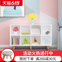 Solid wood white childrens bookcase bookshelf simple free combination small cabinet locker with door Simple modern