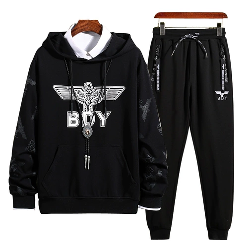 Осенний спортивный костюм, трендовая толстовка с капюшоном для отдыха, мужские спортивные штаны, в корейском стиле