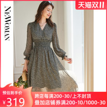 Chiffon drape dress 2021 Spring Summer new womens high-end temperament long vintage print skirt