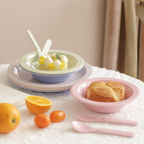 BOBAO bamboo fiber anti-drop childrens tableware Korean Net red tableware INS Wind macaron color plate salad plate