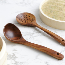 Long Handle Wooden Spoon Day Style Soup Spoon Teak Teak No Lacquer Solid Wood Spoon Soup Spoon Kitchen Non Stick Pan With Enamel Pan With Spoon