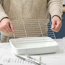 BOBAO rectangular enameled baking pan thickened curled fried chicken pan baking bread pan with lid side dish fresh-keeping box