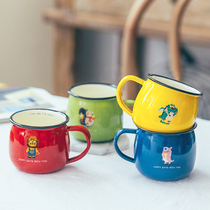 BOBAO original enamel mug mug with lid spoon Cup home childrens water Cup couple creative personality trend