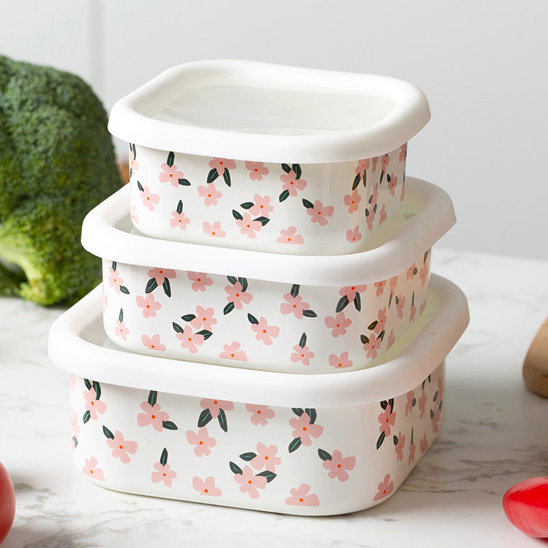 BOBAO original enamel thickened refreshing box food grade fridge special containing box can oven open fire heating