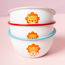 BOBAO Cartoon creative enamel bowl childrens baby supplement bowl thickened old-fashioned cute tableware cant break home