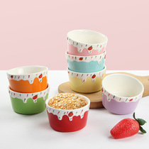 BOBAO Ceramic Cute Teen Hearts Bowl Steamed Egg Home Cute Strawberry Bowl Dessert Oven Baked molds Baked Rinds