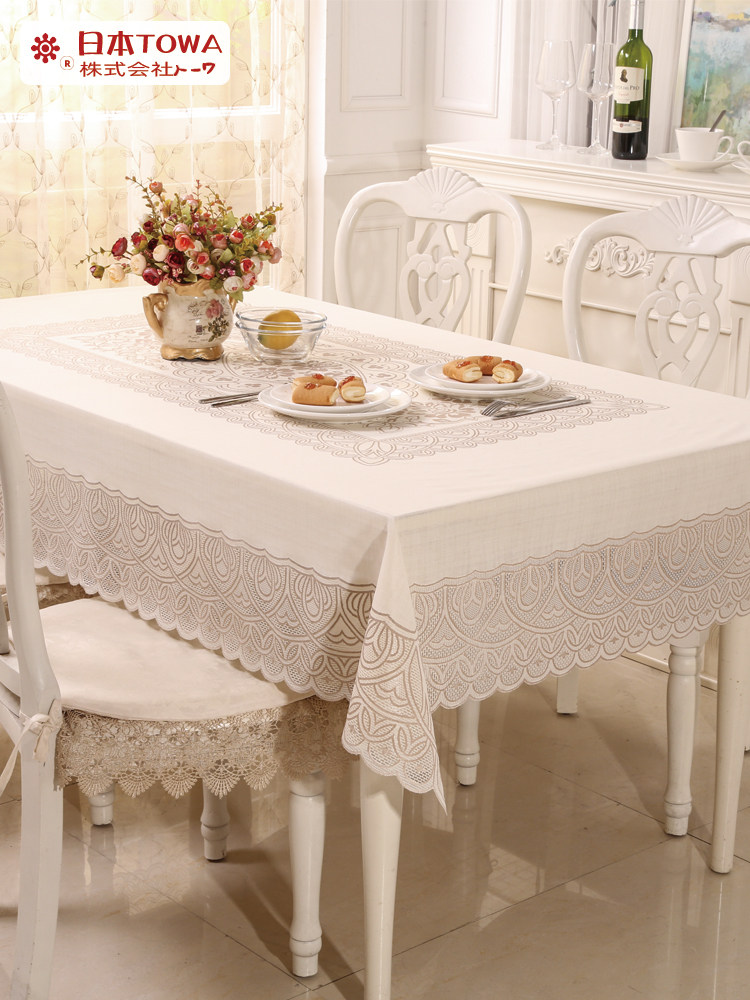 Japan imported tablecloth Waterproof and oil-proof wash-in table tablecloth European PVC lace tablecloth Table cloth rectangular