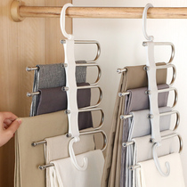 Telescopic folding multi-function multi-layer pants rack hanging pants hanger Household wardrobe storage rack Clothes artifact save space