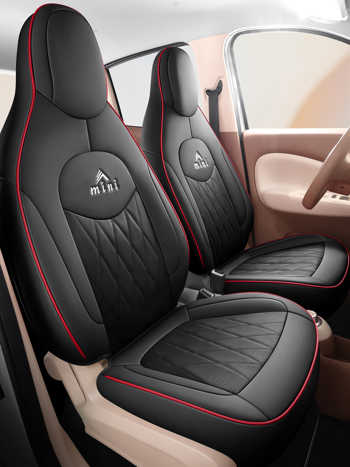 Genuine Leather Seat Covers for Wuling Hongguang Mini, Full Surround Cushion, Macaron Color, Third Generation Four-Door Version Mini Seat Cover