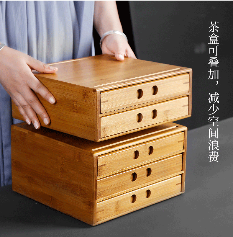 Pu 'er tea boxes bamboo storage box the draw out multi - level generic containers of tea tea cake box receive a case