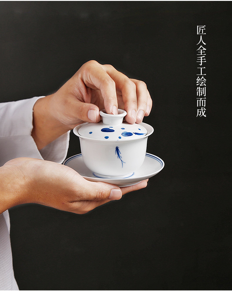 White porcelain hand - made tureen large tea bowl hand grasp at ceramic cups domestic individual operators to make tea bowl of fish