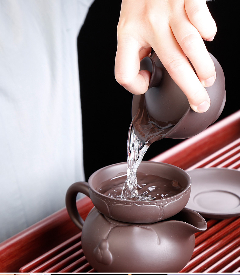 Purple sand tea set Purple clay office with contracted home sitting room of a complete set of kung fu tea teapot tea cups