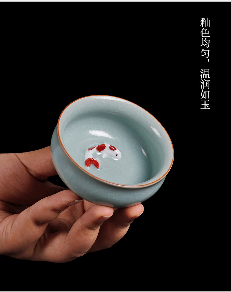 Your up ceramic cups a single open can raise move archaize large kunfu tea master cup single bottom of fish