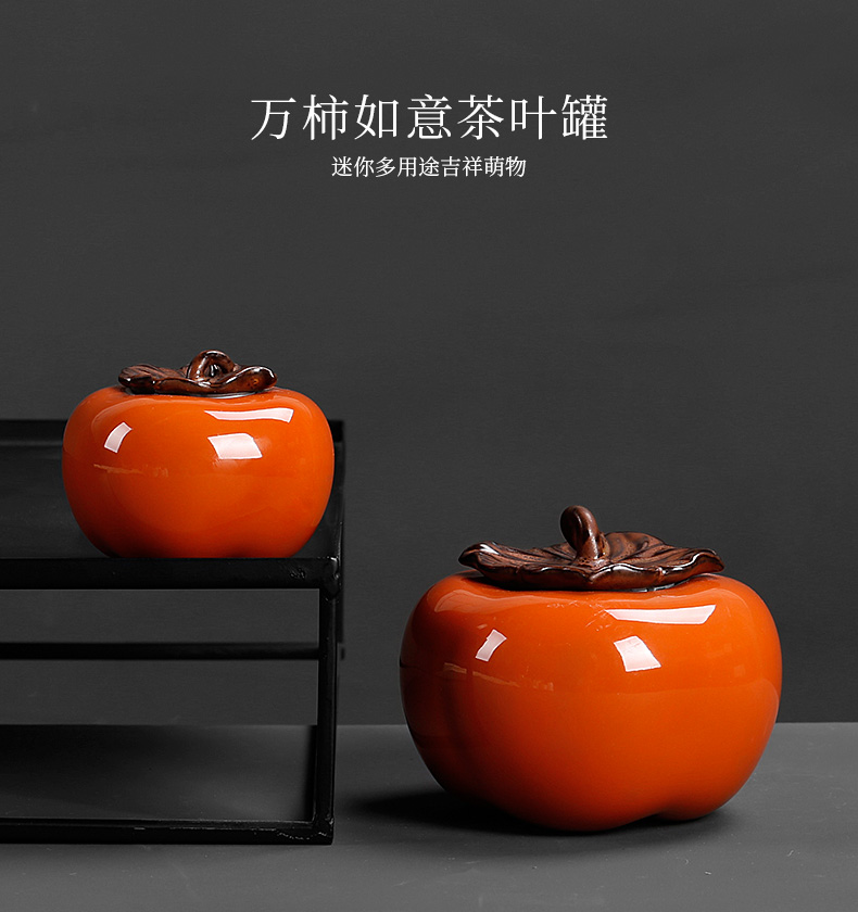 Persimmon tea pot sitting room is the best gift boxes all Persimmon ruyi simulation furnishing articles ceramic large super jumbo