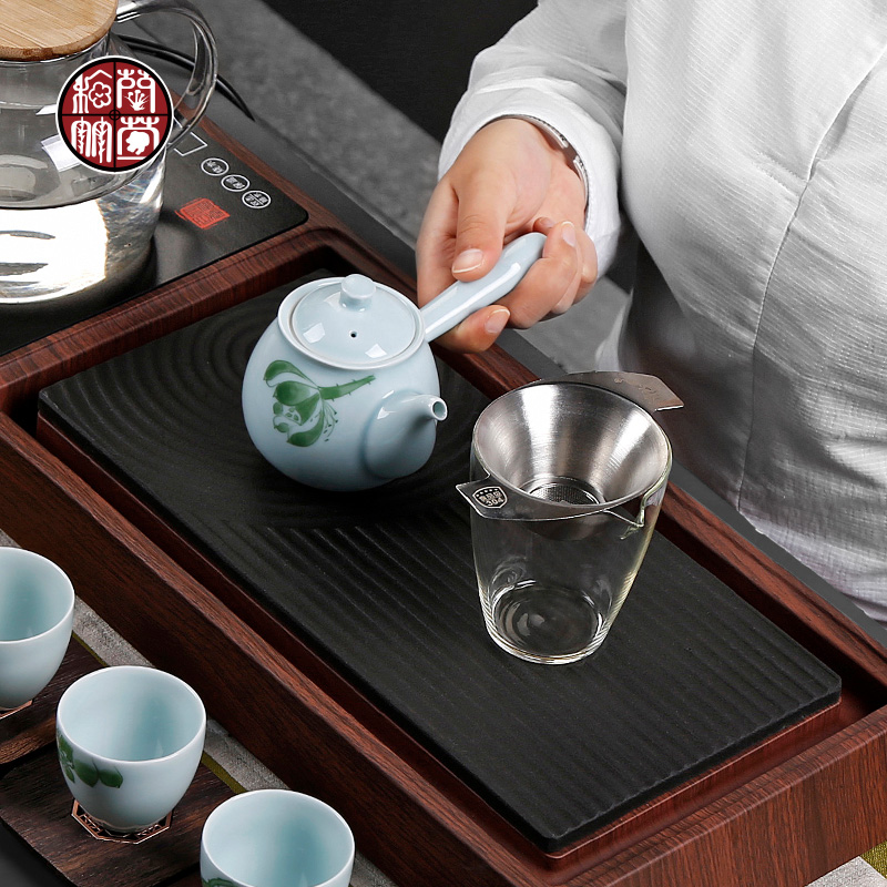 Celadon long handle side single pot of ceramic single pot of kung fu teapot contracted lotus tea home ms teapot