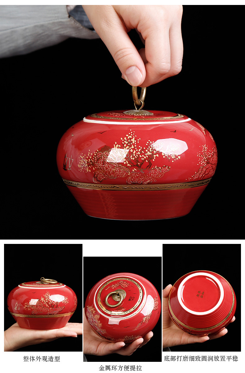 Jingdezhen ji red kung fu tea set gift boxes red wedding wedding wedding with the question of a complete set of wedding