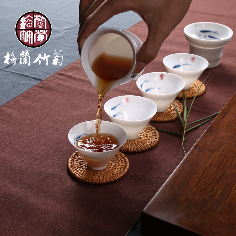 Jingdezhen ceramic hand - made kung fu tea set a complete set of I and contracted a full set of simple tieguanyin 6 office