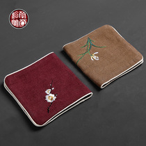 Cotton linen tea towel Chinese style embroidery rectangular Zen Kung Fu tea cloth towel absorbent rag special towel