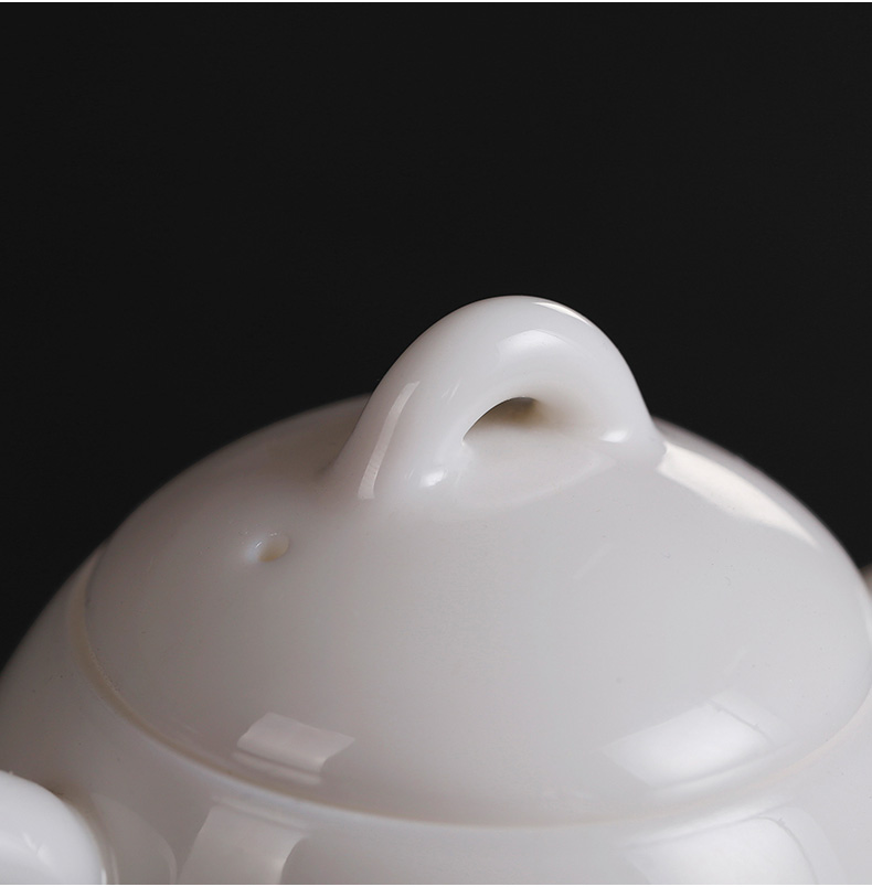 Manual dehua white porcelain little teapot suet jade porcelain single ceramic small single pot kung fu tea set mini xi shi pot