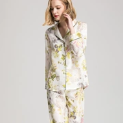 Pyjama áo đơn nữ mùa xuân và mùa hè lụa tơ tằm in lụa dịch vụ nhà có thể được mặc bên ngoài áo sơ mi cardigan