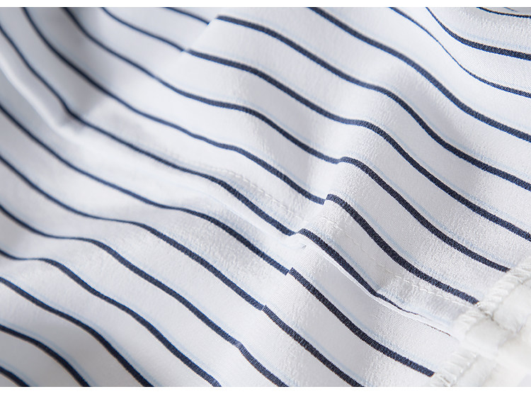 春秋装新款真丝衬衫口袋小立领条纹小心机衬衣拼色通勤休闲上衣女详情32