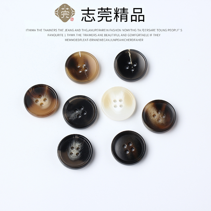 Resin Cashmere Coat Button Windbreaker Top Button Women's Suit Trousers Classy Exquisite Black Button Versatile Sweater