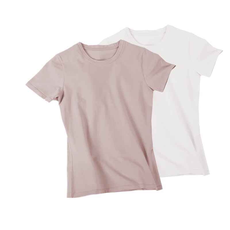 Nam Cực T-shirt womens bông mùa hè váy ngắn tay áo trắng dưới 2 miếng Of T-shirt rắn màu tuổi teen vòng cổ nữ T-shirt.