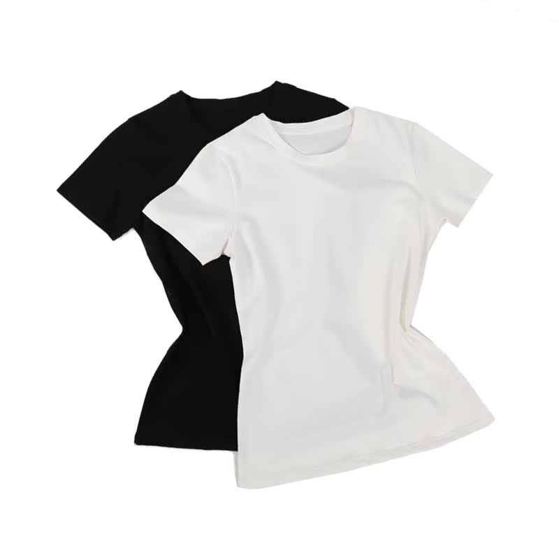 Nam Cực T-shirt womens bông mùa hè váy ngắn tay áo trắng dưới 2 miếng Of T-shirt rắn màu tuổi teen vòng cổ nữ T-shirt.