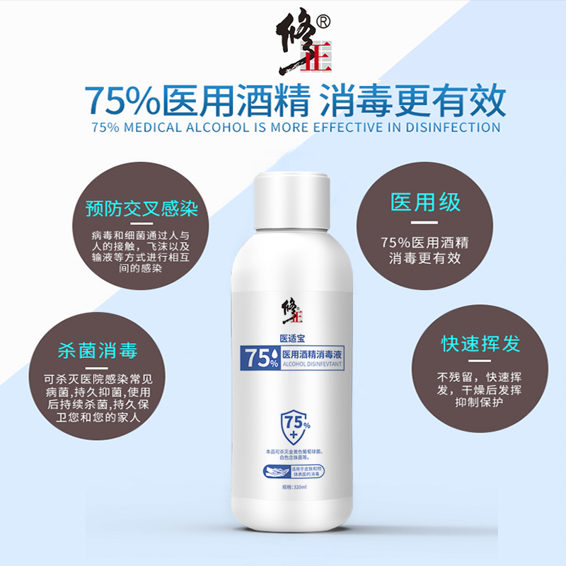 【防疫必備】修正 75%醫用酒精消毒液320ml+送專用噴頭(限量) 29.9元包郵(49.9-20元券)