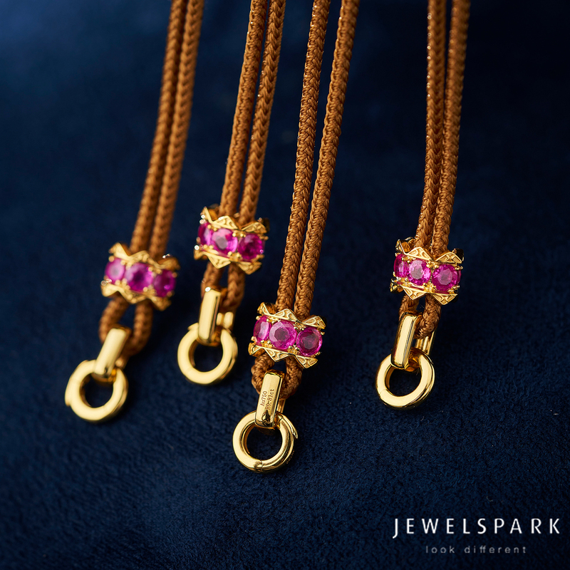 Ruby Version Restock! Multi-Functional Double Safety Clasp, High-Quality Burmese Ruby, 18K Gold Design Rope Chain