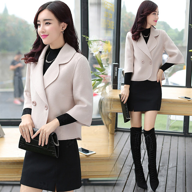 Jacket women's 2023 new spring Korean style versatile slim fit suit collar February and August short woolen top