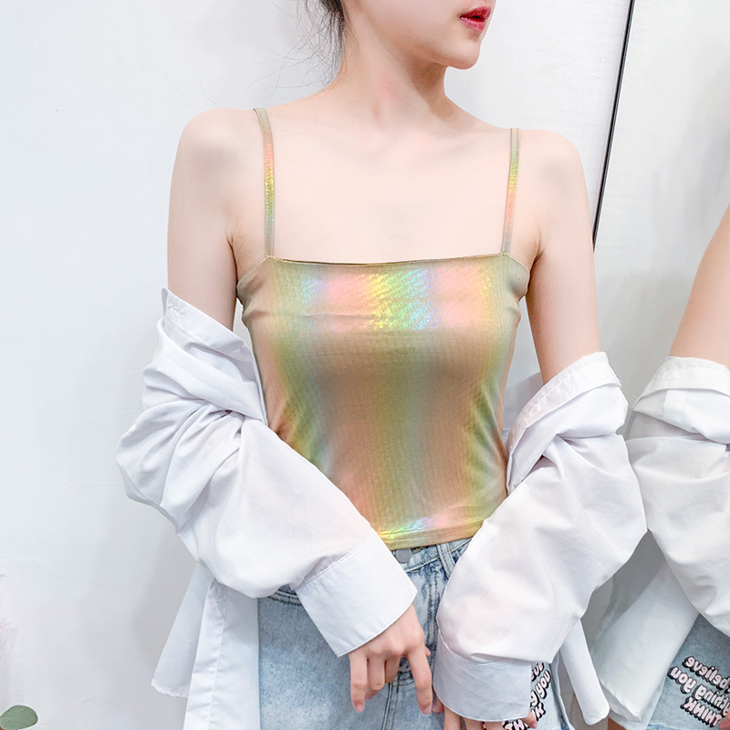 máy tim ý nghĩa thiết kế màu gradient sling nữ mùa hè mặc vest phiên bản Hàn Quốc của ya ya gió cơ thể sửa chữa mỏng bên trong hitching đầu