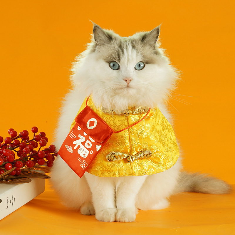 Kitty New Year's Eve Neck Cloister for Chinese New Year festive costumades dress Puppy collar accessories Chinese Wind Necklace Adornment-Taobao