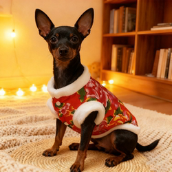 Deer dog Small Size Dogs dog clothes northeast big flower cotton-padded jacket autumn and winter thickened cold Heattech puppy vest