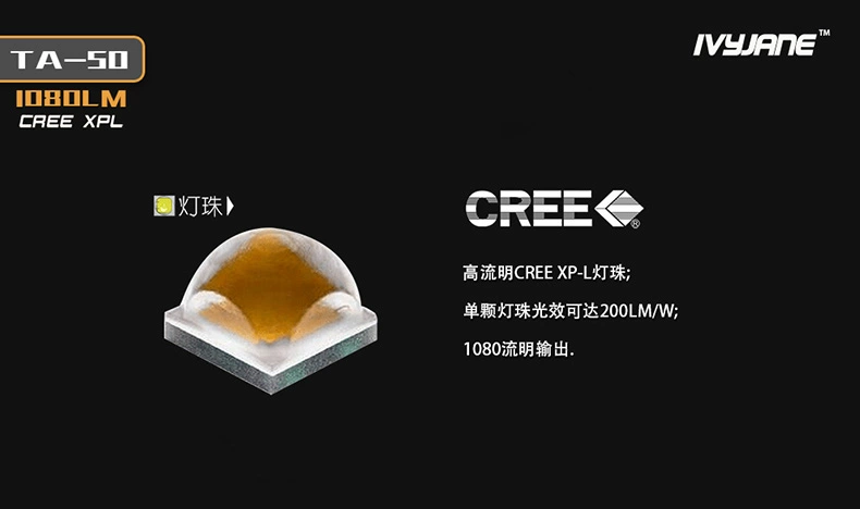 Ai Weizhen Hiệu suất cao độ sáng cao có thể sạc lại ngoài trời mạnh mẽ ánh sáng di động đèn pin TA50