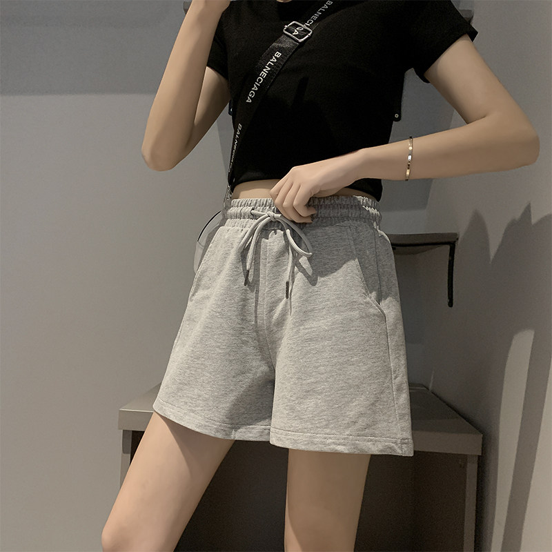Korean sports shorts women's summer thin three-point pants loose cotton outer wear running high waist gray ins tide
