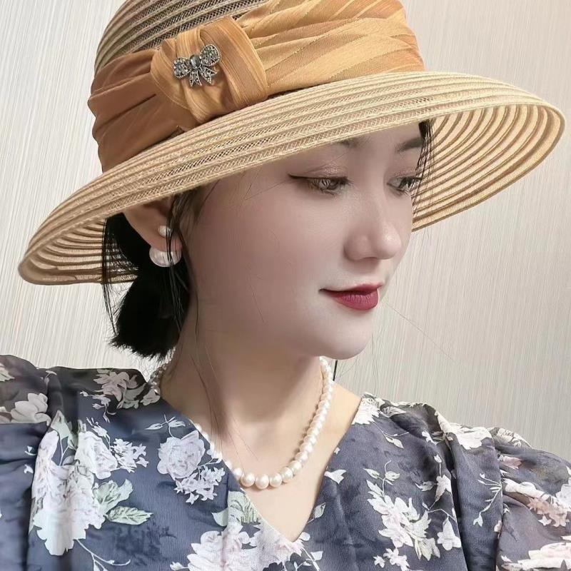 Summer Hat for Women, Organza Silk Satin Tie-Up Cloche Hat, Fashionable Lightweight Sunshade Beach Hat, Sun Protection Hat