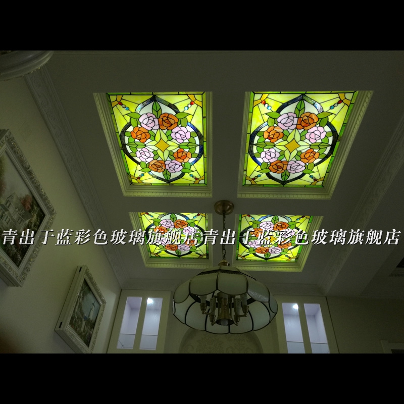 Set for a European-style minimalist approach to the Genguan Aisle Corridor Light Transmission Suspended Ceiling Ceiling Ceiling ceiling Decorative Color Art Church Glass