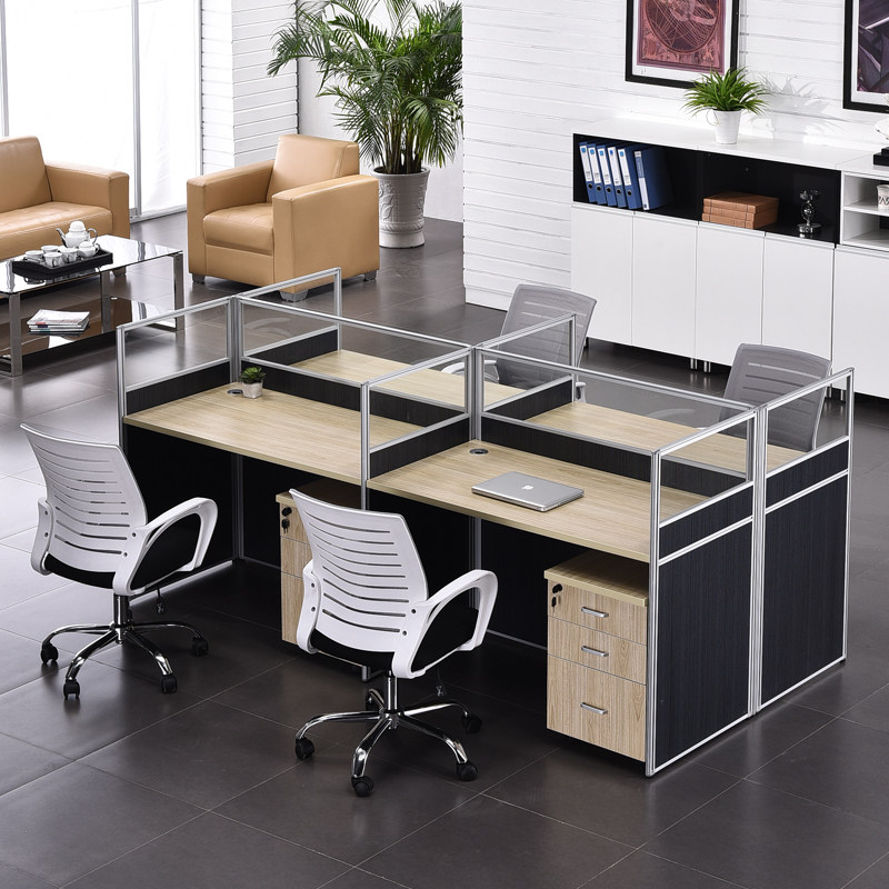 Screen Desk Office Furniture Staff Table 4 People with a 6-person booth Four working position desk chair combination-Taobao