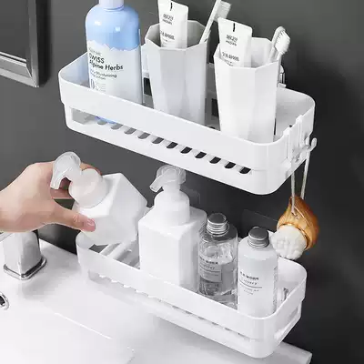Powder room shelf Strong suction cup wall-mounted punch-free vanity storage wall toilet bathroom triangle shelf