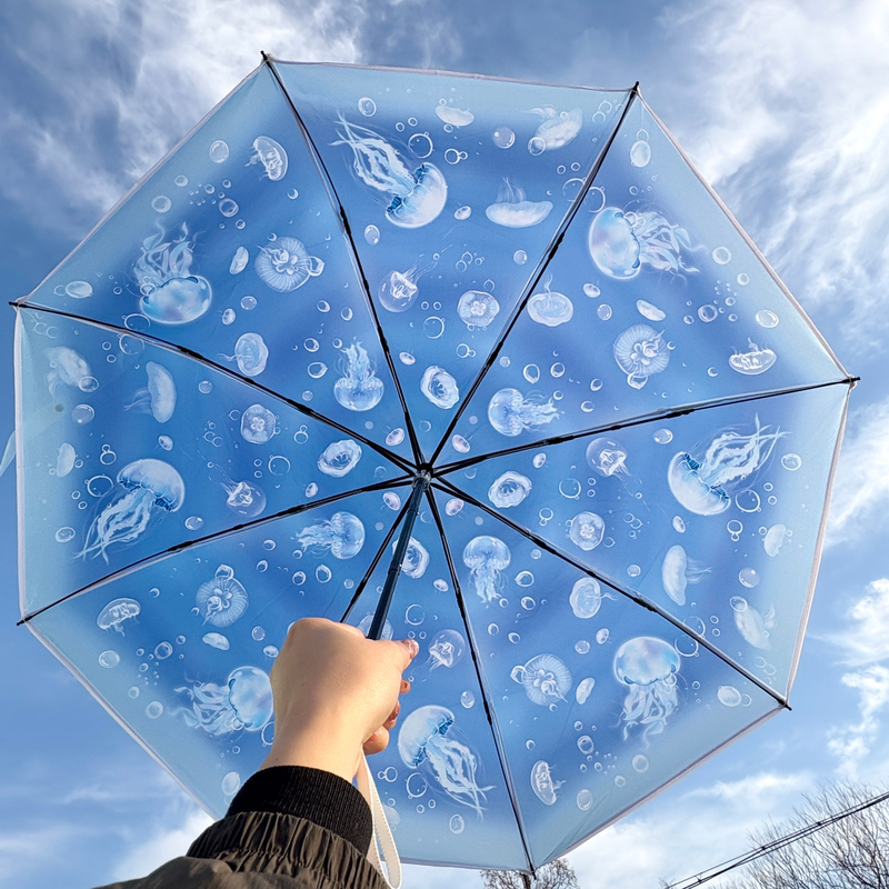 Aquarium Co-Branded Transparent Umbrella Jellyfish Whale Umbrella High Aesthetic Long Handle Photo-Taking Women's Portable Fully Automatic Folding Umbrella Aquarium Co-Branded Transparent Umbrella Jellyfish Whale Umbrella High Aesthetic Long Handle Photo-Taking Women's Portable Fully Automatic Folding Umbrella