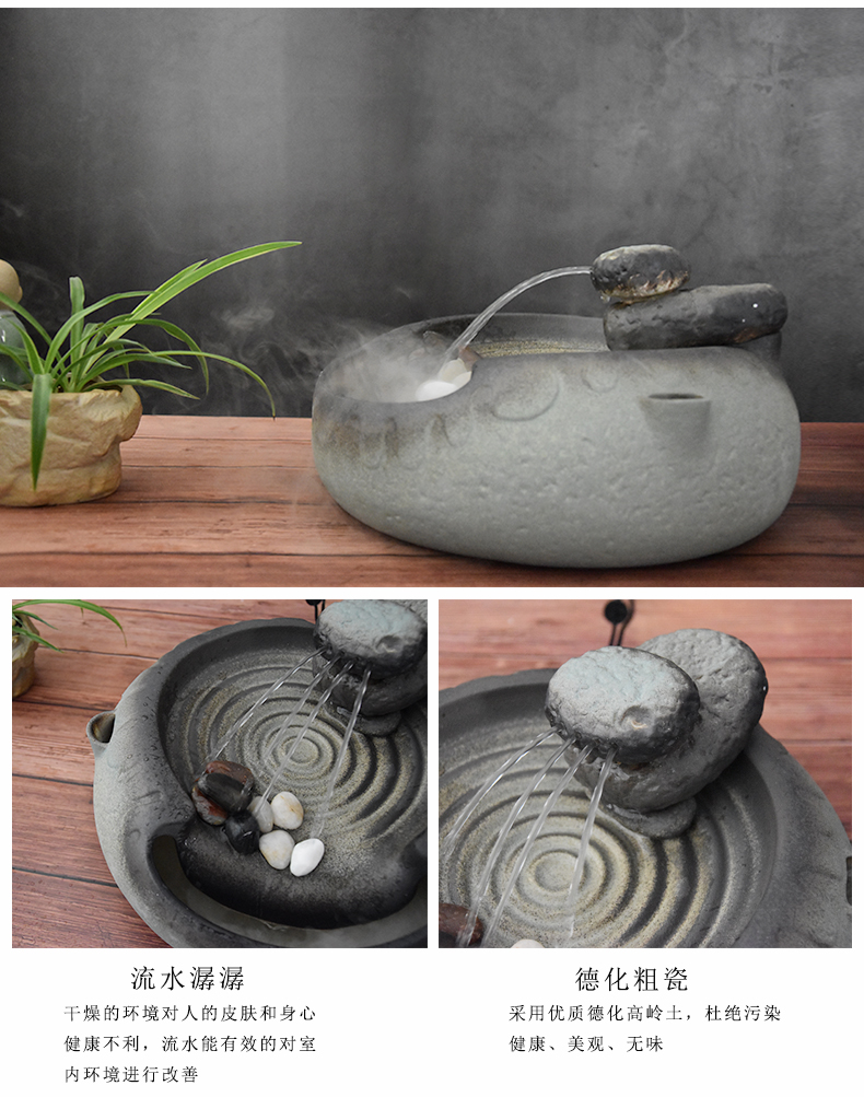 Chinese water coarse porcelain atomizing humidifier zen home furnishing articles furnishing articles office creative decorations rocks