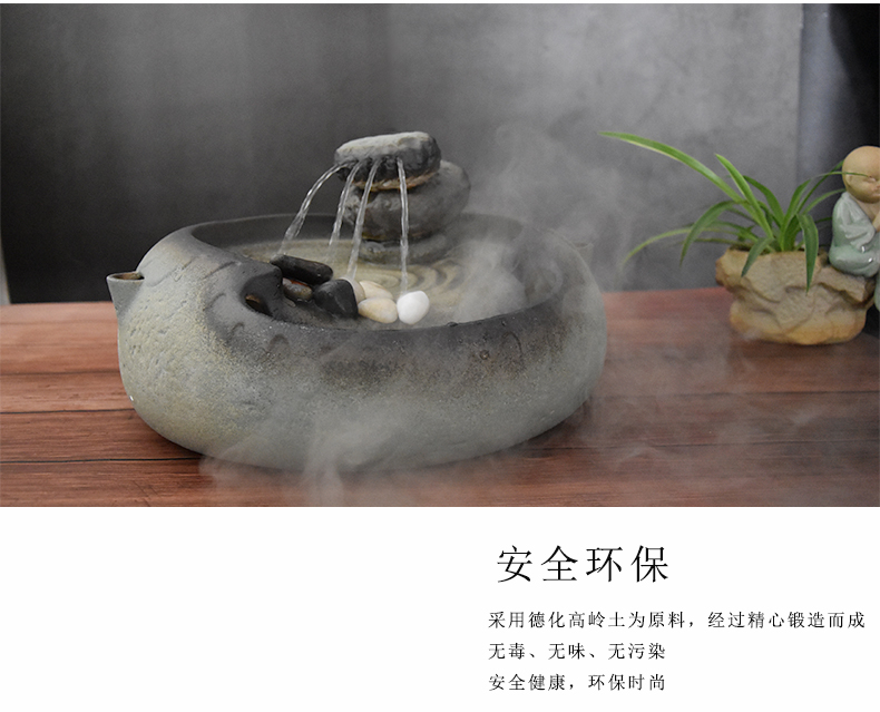 Chinese water coarse porcelain atomizing humidifier zen home furnishing articles furnishing articles office creative decorations rocks