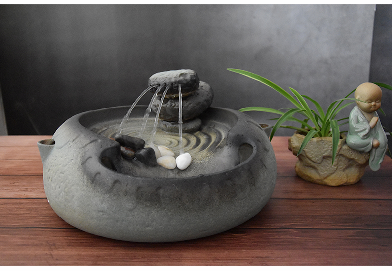 Chinese water coarse porcelain atomizing humidifier zen home furnishing articles furnishing articles office creative decorations rocks