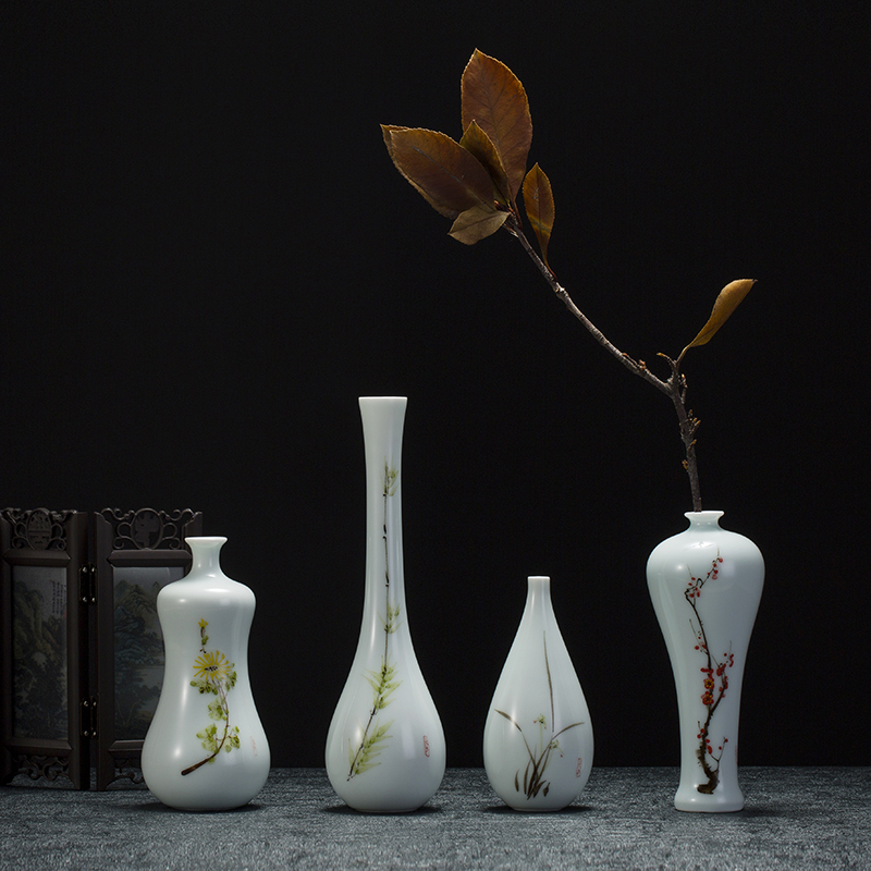 Jingdezhen hand - made ceramic floret bottle of new Chinese style living room TV cabinet simulation flowers, flower arrangement, household adornment furnishing articles