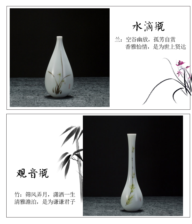 Jingdezhen hand - made ceramic floret bottle of new Chinese style living room TV cabinet simulation flowers, flower arrangement, household adornment furnishing articles