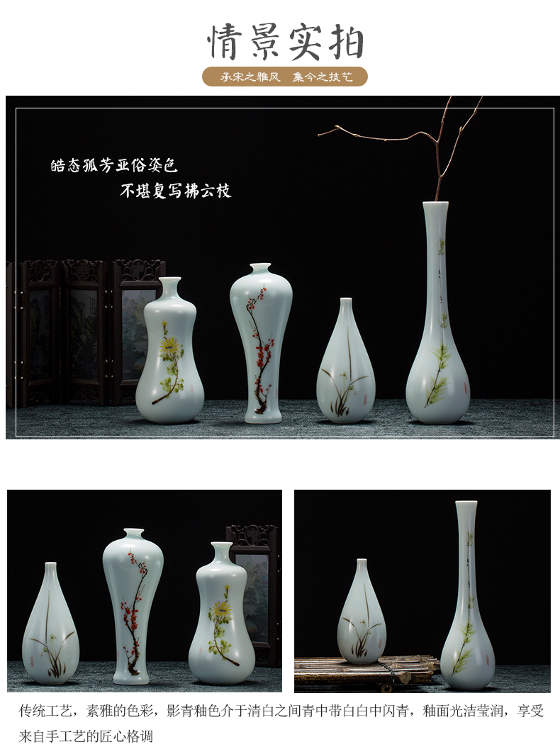 Jingdezhen hand - made ceramic floret bottle of new Chinese style living room TV cabinet simulation flowers, flower arrangement, household adornment furnishing articles